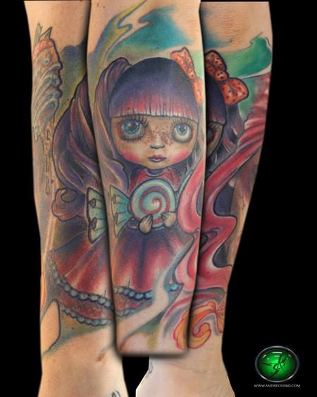 Tattoos - Dia de los Muertos sweet color sleeve - 79265